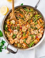 Shrimp and vegetable pasta 